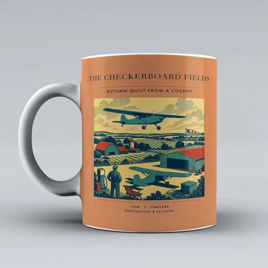 VINTAGE G4201 - The Checkerboard Fields - Ceramic Mug design on orange