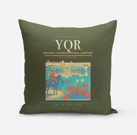 Thumbnail for Regina International Airport (YQR) design on green army pillow