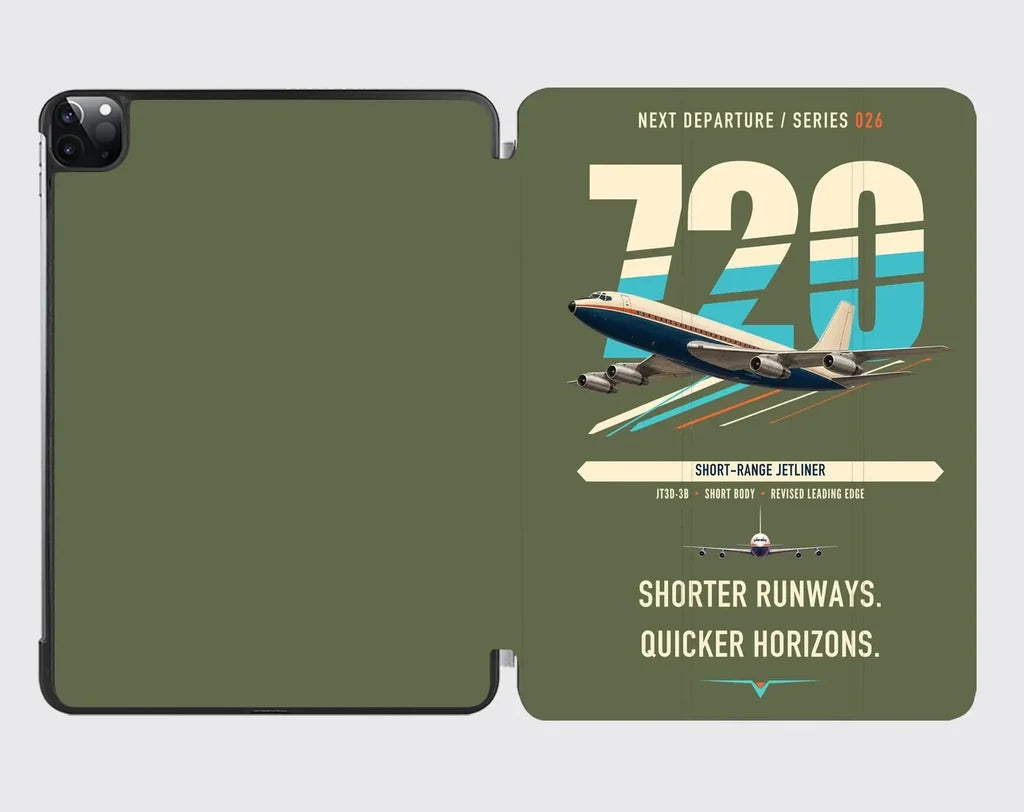 Boeing 720B design on green army ipad tablet case
