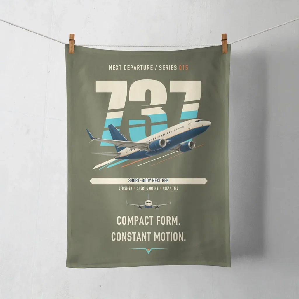 Boeing 737-700 NG design on green army towel