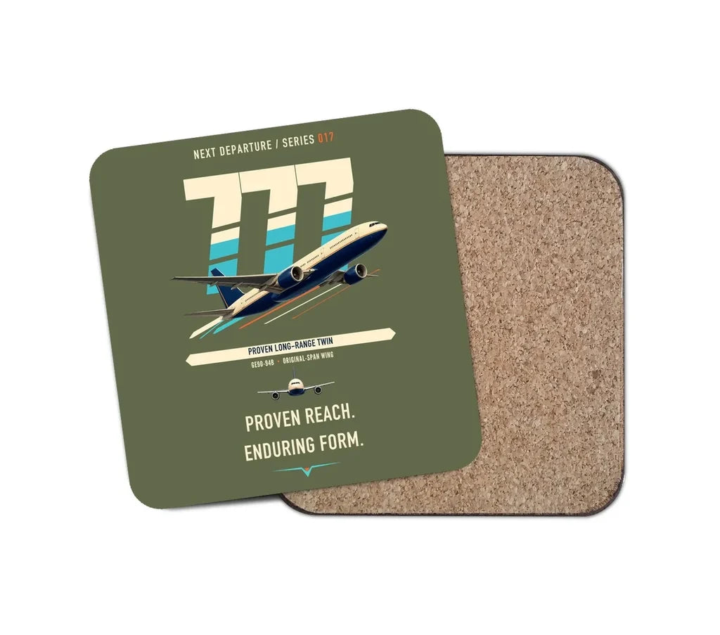 Boeing 777-200ER design on green army 1 piece coaster