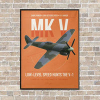 Thumbnail for Hawker Tempest Mk V vertical canvas print - framed - orange background