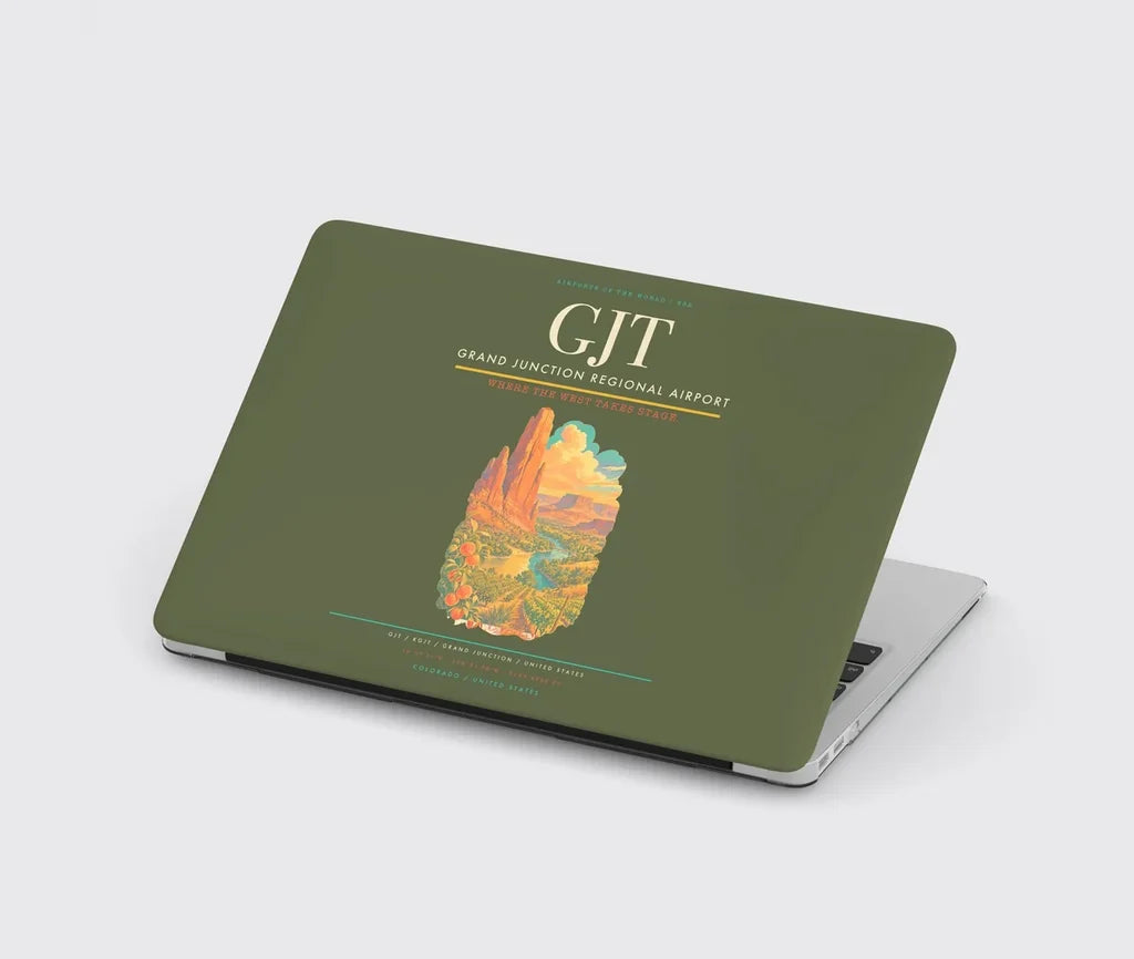 Grand Junction Regional Airport (GJT) design on green army MacBook case