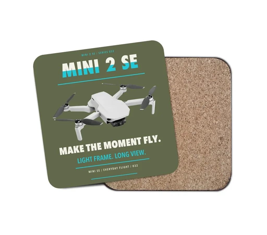 DJI Mini 2 SE design on green army 1 piece coaster