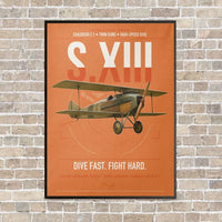 Thumbnail for SPAD S.XIII C.1 vertical canvas print - framed - orange background