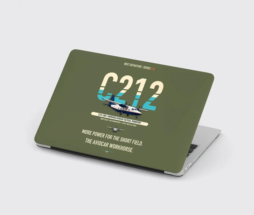 CASA C-212-200 Aviocar design on green army MacBook case