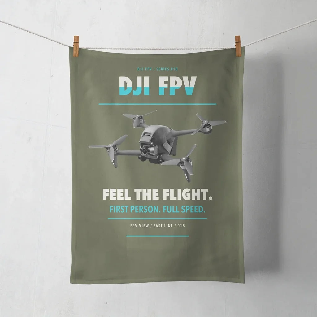 DJI FPV design on green army towel