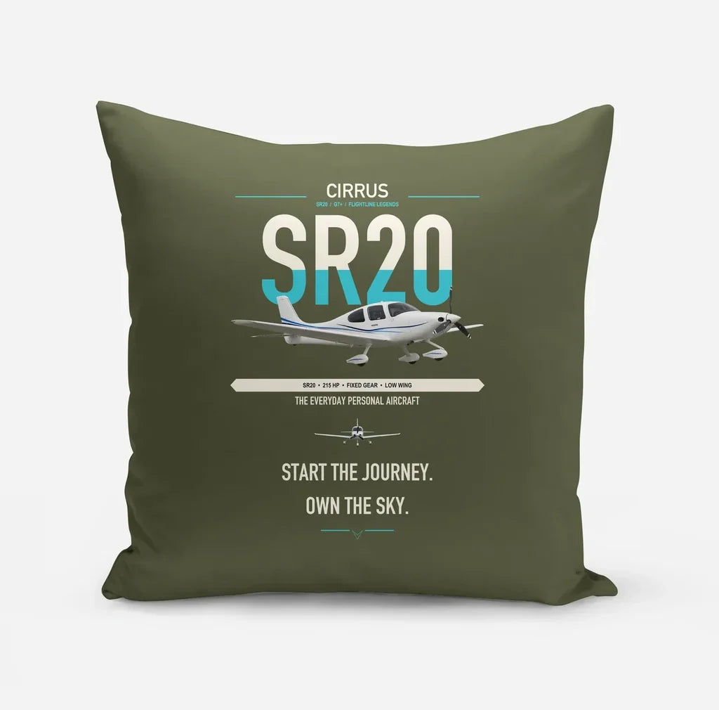 Cirrus SR20 design on green army pillow