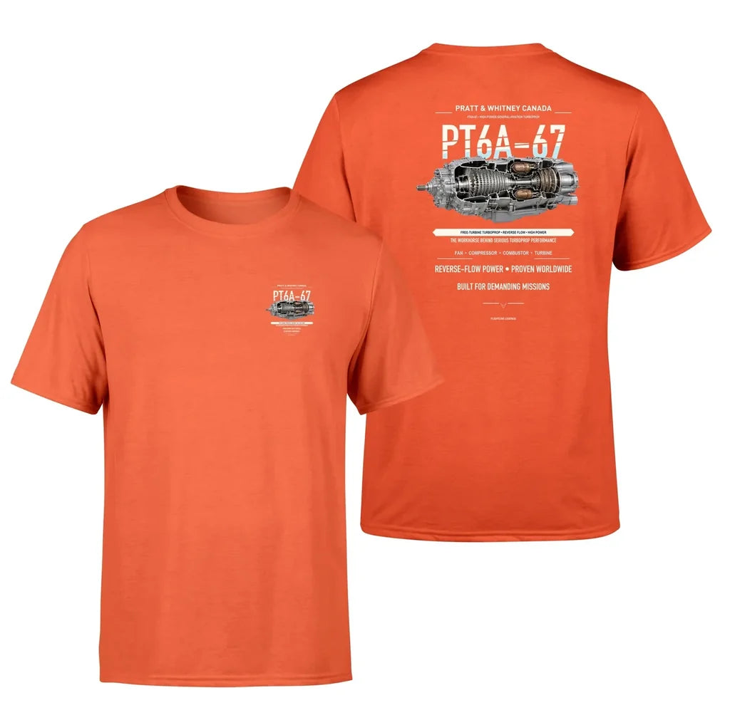 PT6A-67 design on orange t shirt
