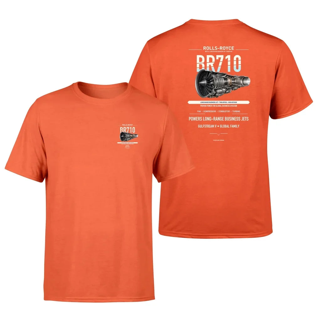 BR710 design on orange t shirt