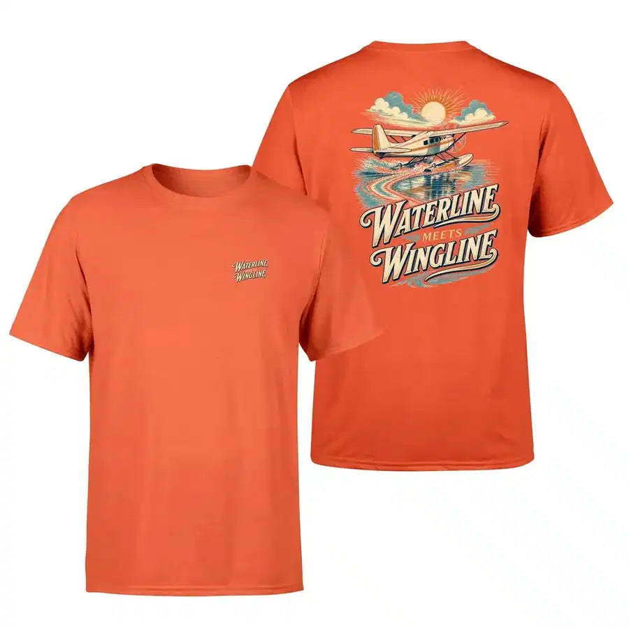 SIGNAL 642 - Waterline Meets Wingline - Double-Side T-Shirt design on orange double side t shirt