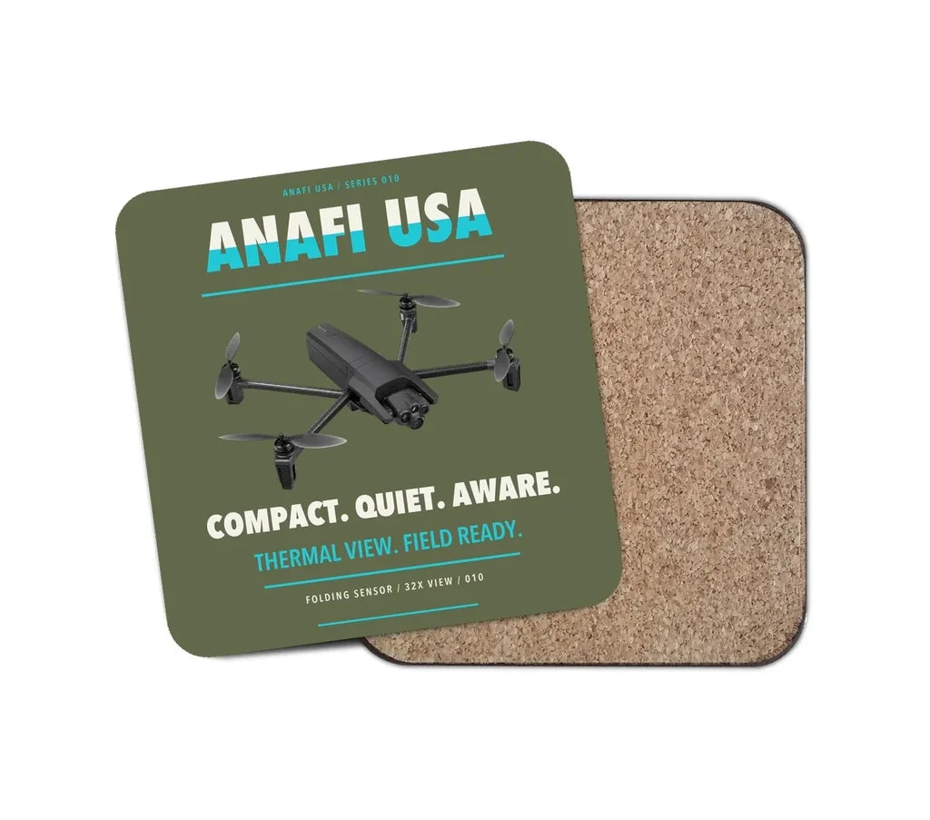 Parrot ANAFI USA design on green army 1 piece coaster