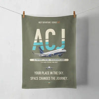 Thumbnail for Airbus ACJ TwoTwenty design on green army towel