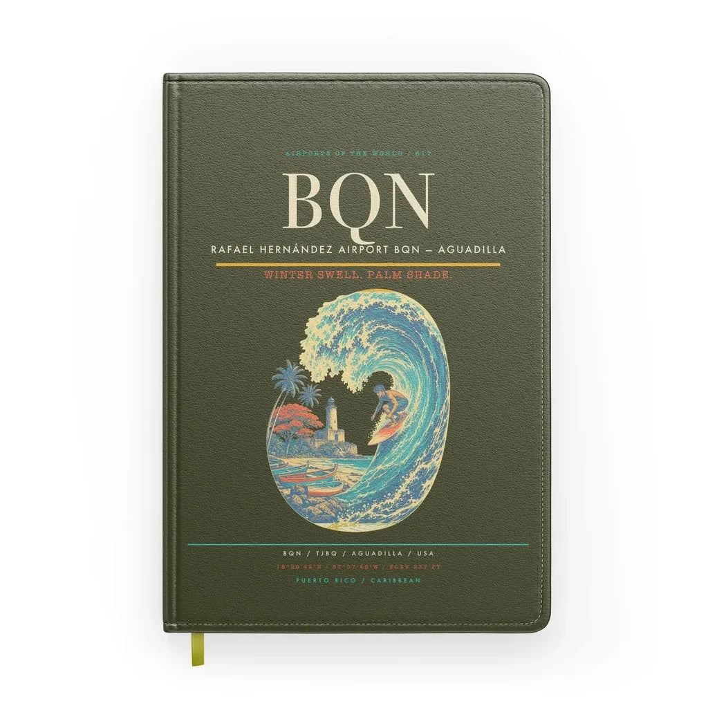 Rafael Hernández Airport (BQN) design on green army notebook