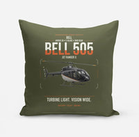 Thumbnail for Bell 505 Jet Ranger X design on green army pillow