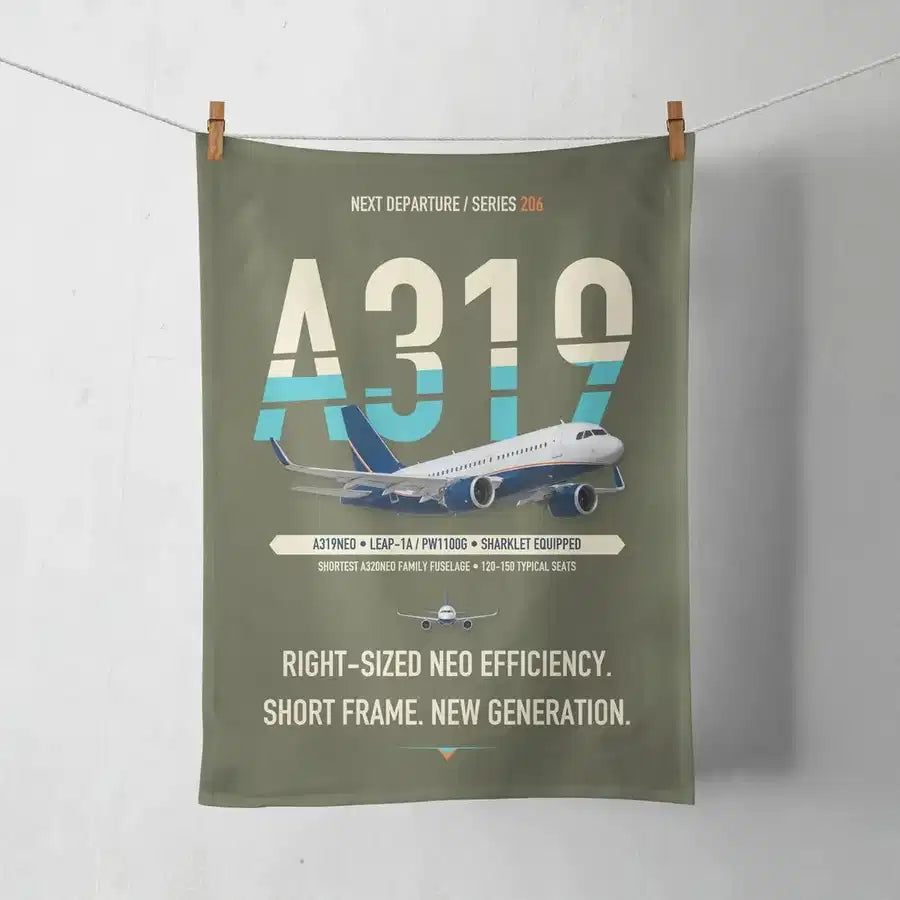 Airbus A319neo design on green army towel