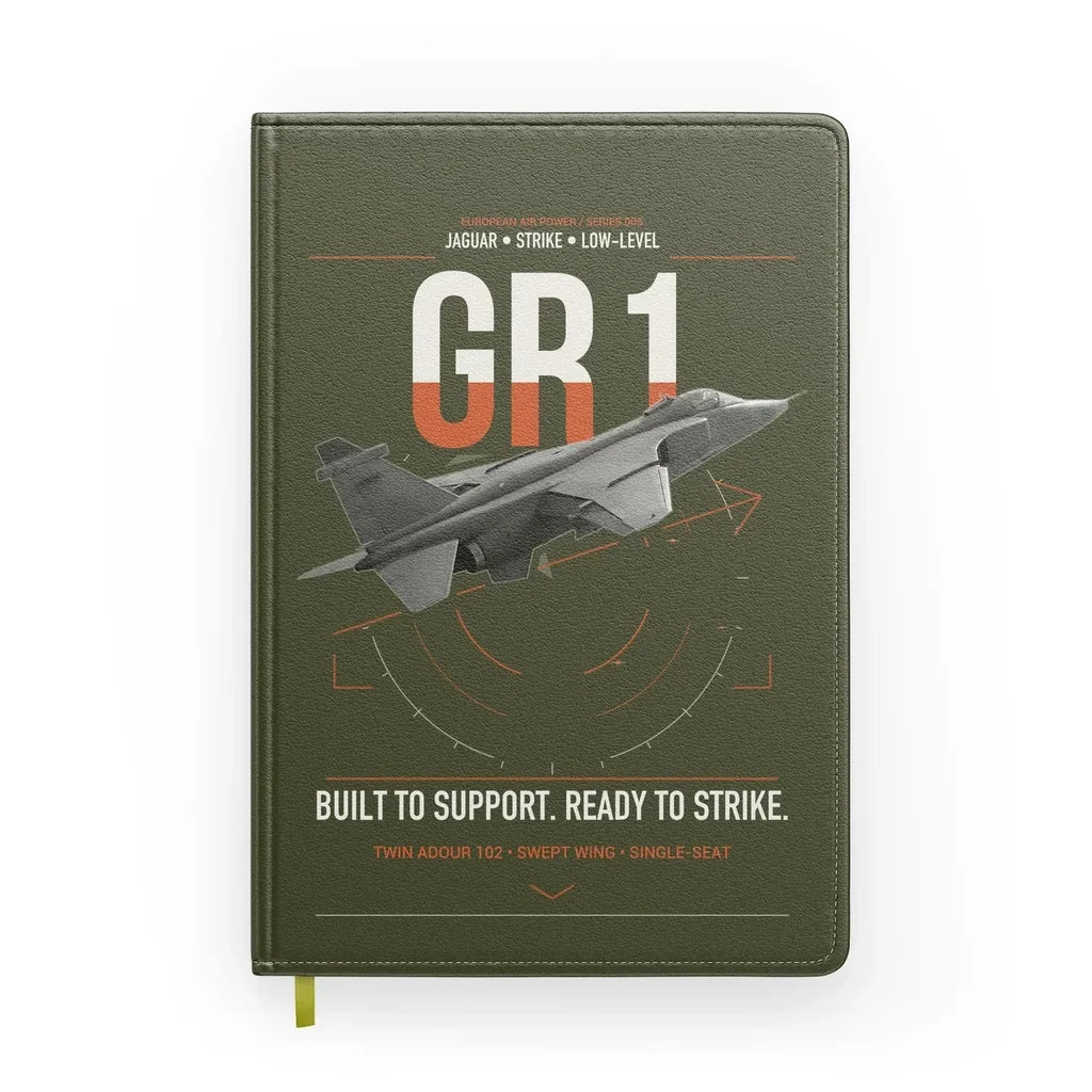 SEPECAT Jaguar GR1 design on green army notebook