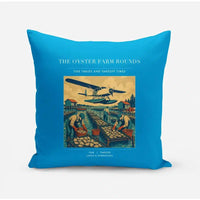 Thumbnail for VINTAGE G4446 - The Oyster Farm Rounds - Designed Pillows design on turquoise