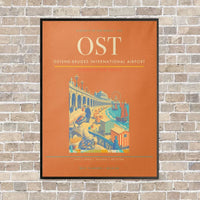 Thumbnail for Ostend-Bruges International Airport OST vertical canvas print - framed - orange background