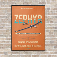 Thumbnail for Airbus Zephyr S vertical canvas print - framed - orange background