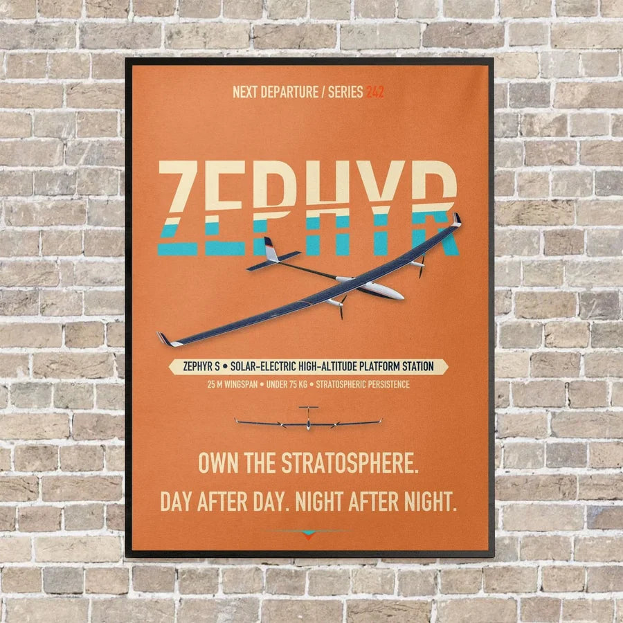 Airbus Zephyr S vertical canvas print - framed - orange background