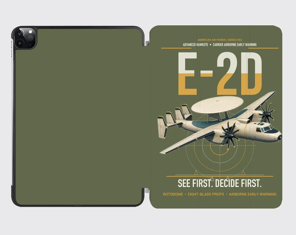 E-2D Advanced Hawkeye design on green army ipad tablet case