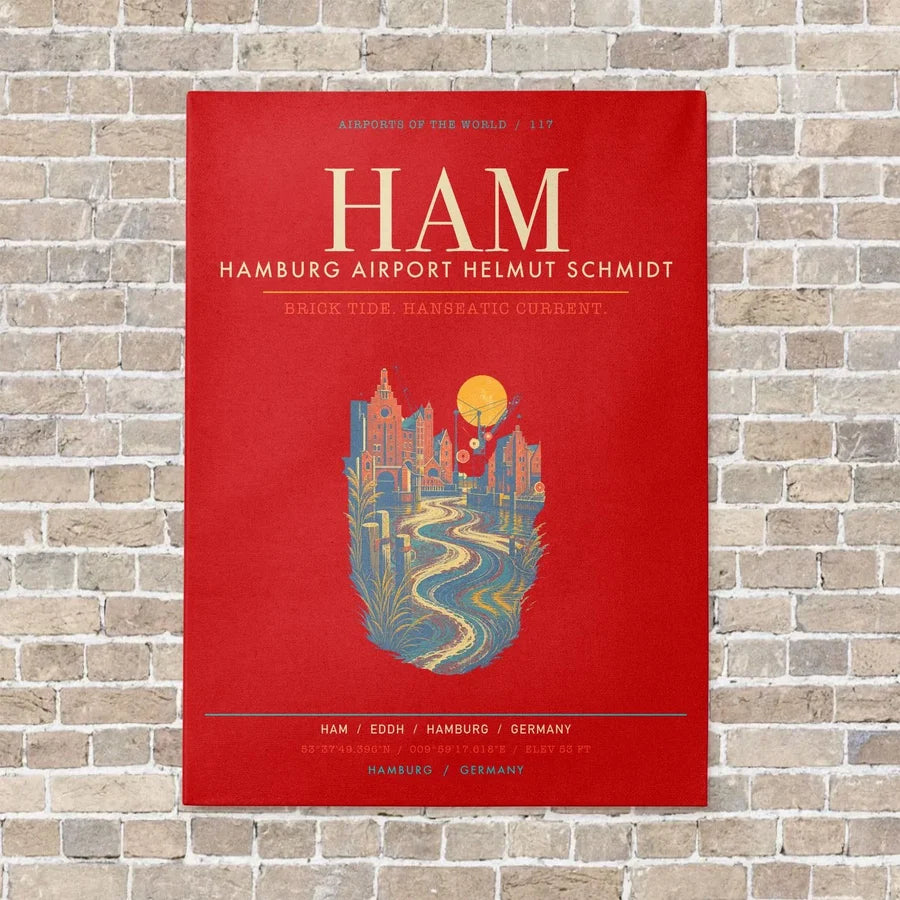 Hamburg Airport Helmut Schmidt HAM - Canvas Framed - Red