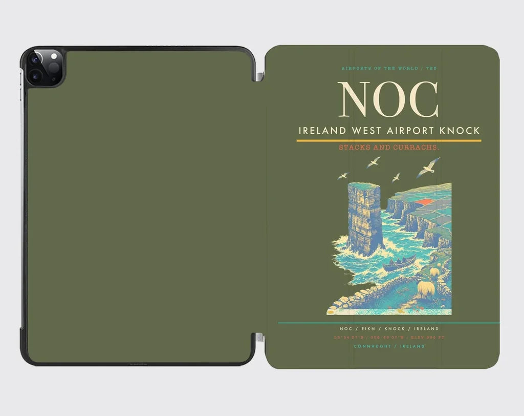 Ireland West Airport Knock (NOC) design on green army ipad tablet case