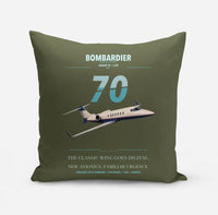 Thumbnail for Bombardier Learjet 70 design on green army pillow