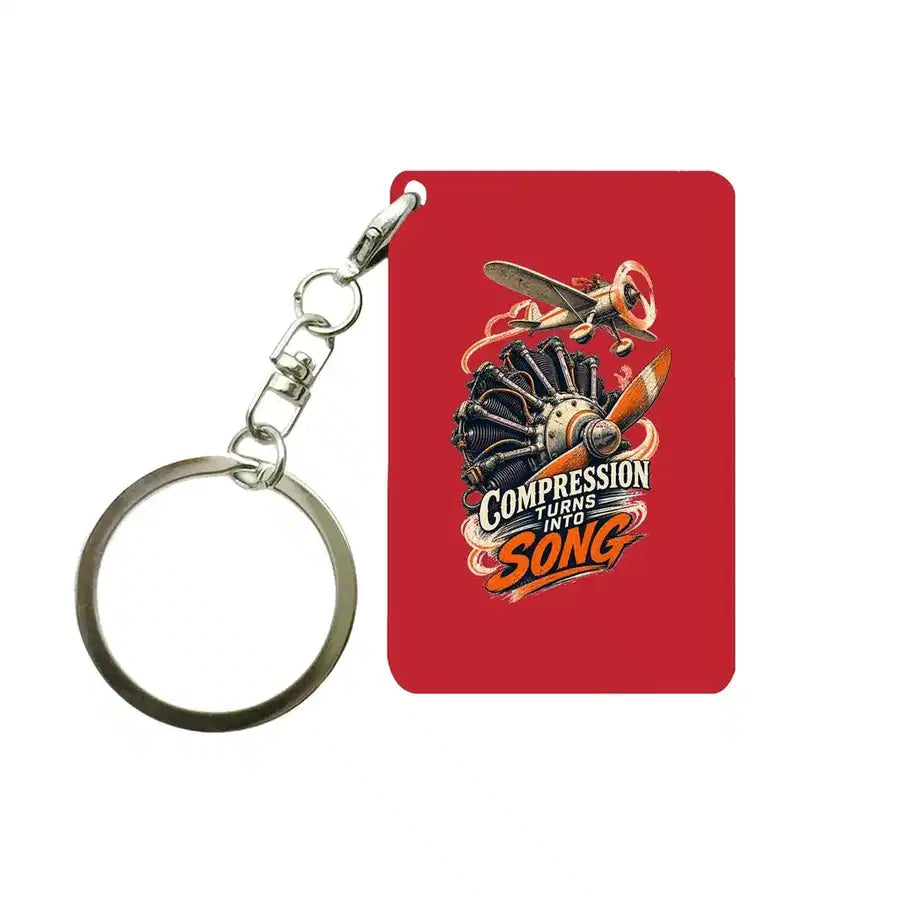 SIGNAL 664 - Compression Turns Into Song - Key Chain design on red key chain