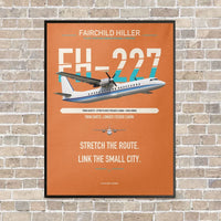 Thumbnail for Fairchild Hiller FH-227B vertical canvas print - framed - orange background