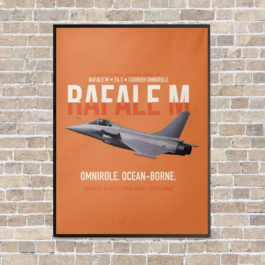 Dassault Rafale M F4.1 Carrier Omnirole Network vertical canvas print - framed - orange background