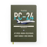 Thumbnail for Pilatus PC-24 design on green army notebook