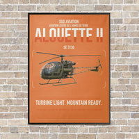 Thumbnail for Sud Aviation SE 3130 Alouette II vertical canvas print - framed - orange background