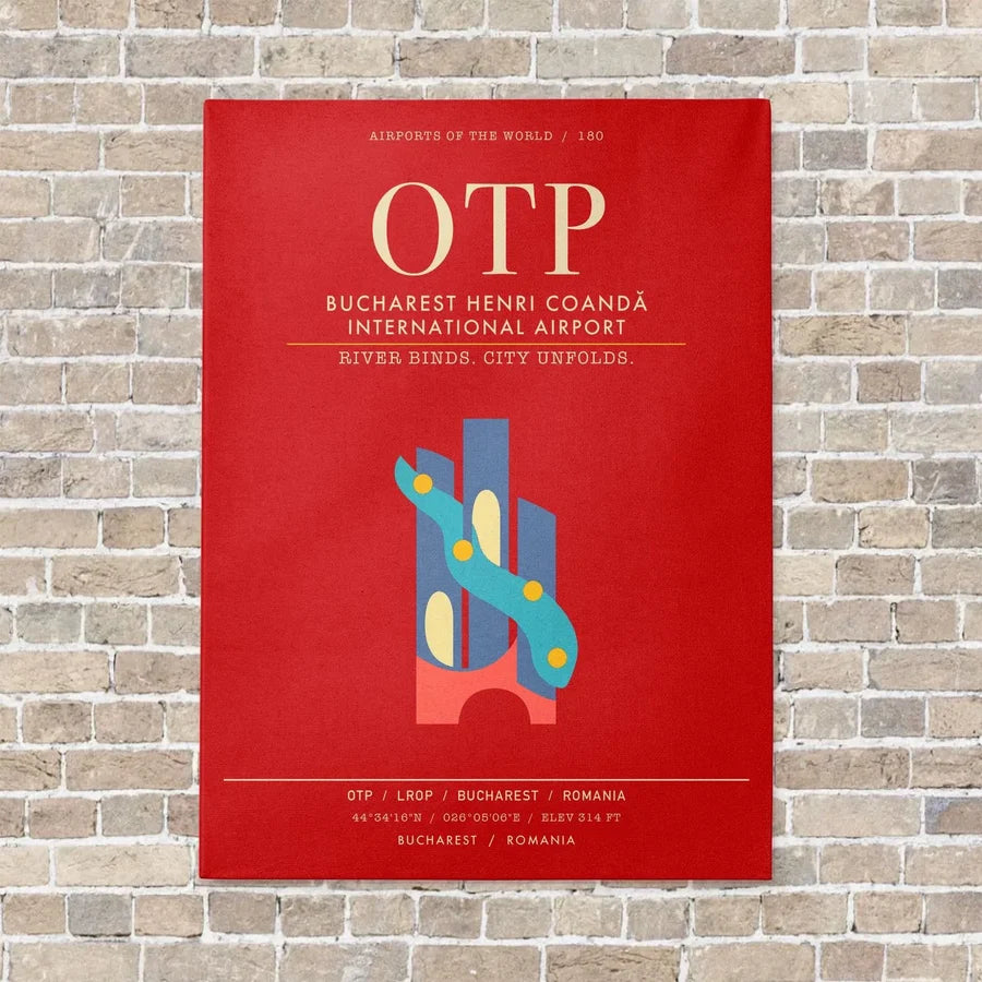 Bucharest Henri Coanda International Airport OTP - Canvas Framed - Red