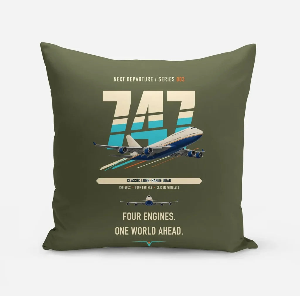 Boeing 747-400 design on green army pillow