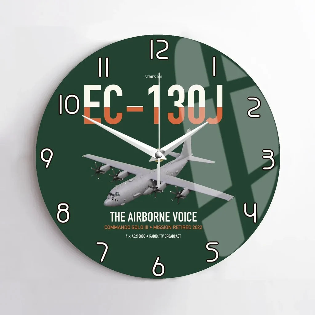 EC-130J Commando Solo III design on dark green no frame wall clock