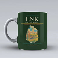 Thumbnail for Lincoln Airport (LNK) airport code design on dark green ceramic mug