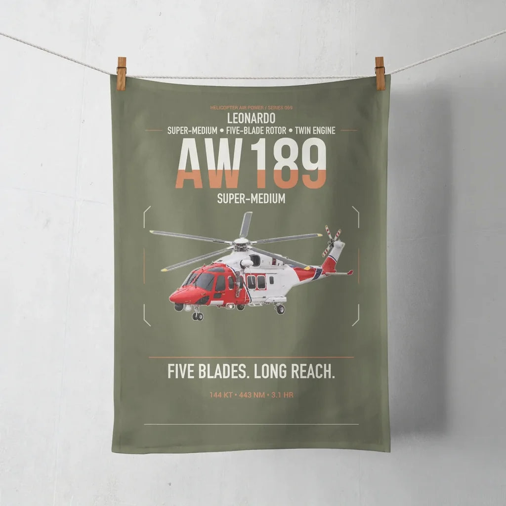 Leonardo AW189 design on green army towel