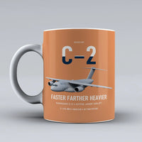 Thumbnail for Kawasaki C-2 design on orange ceramic mug, double-side print