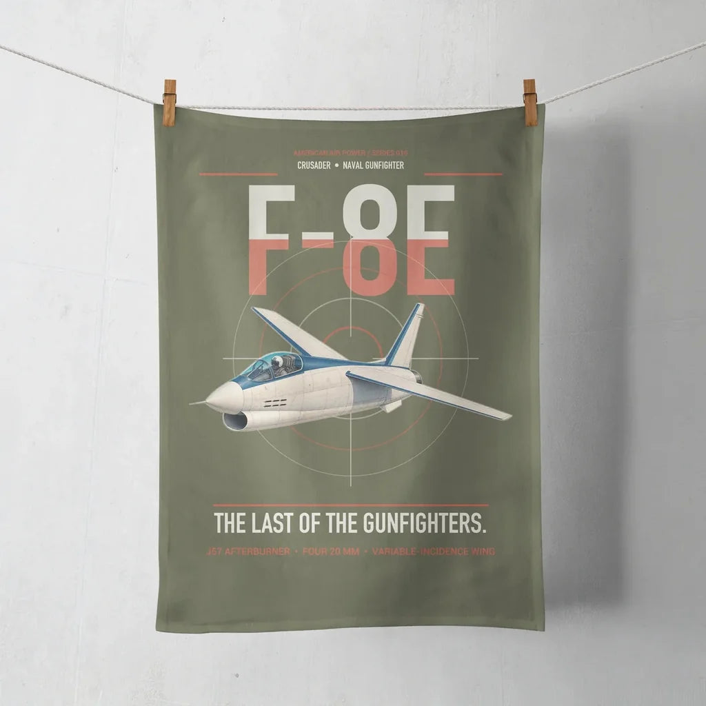 F-8E Crusader design on green army towel