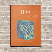 Thumbnail for Idaho Falls Regional Airport IDA vertical canvas print - framed - orange background