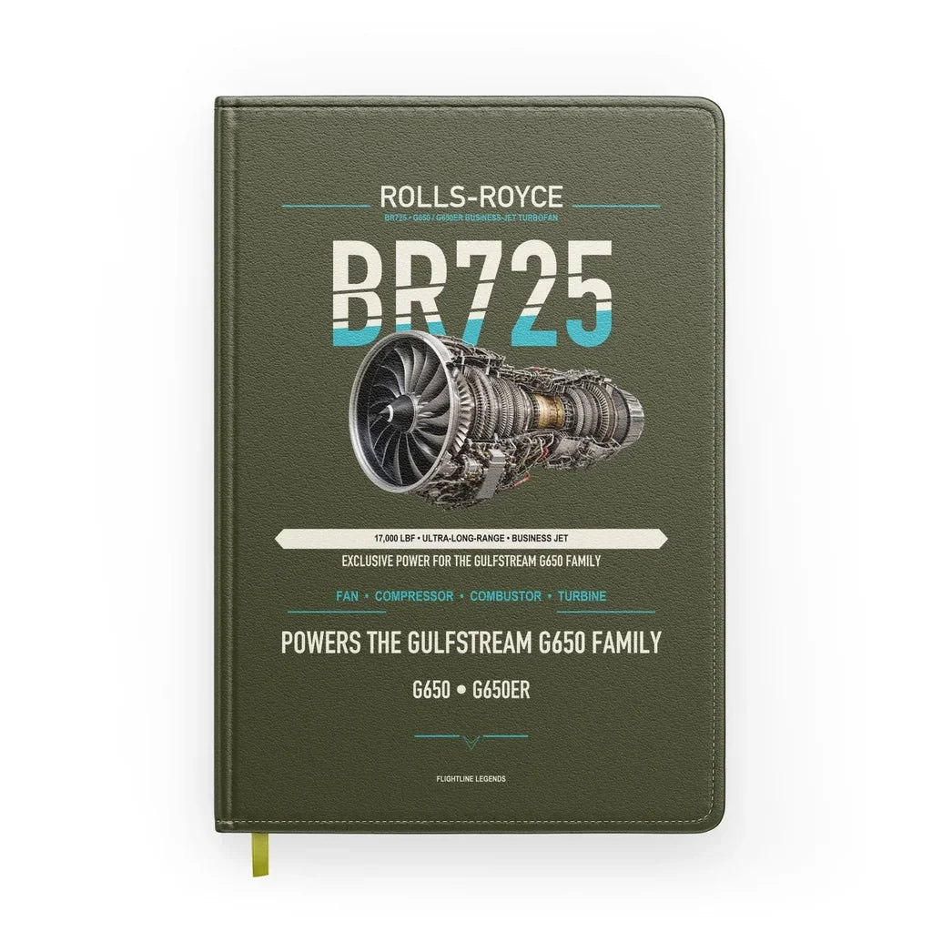 BR725 design on green army notebook