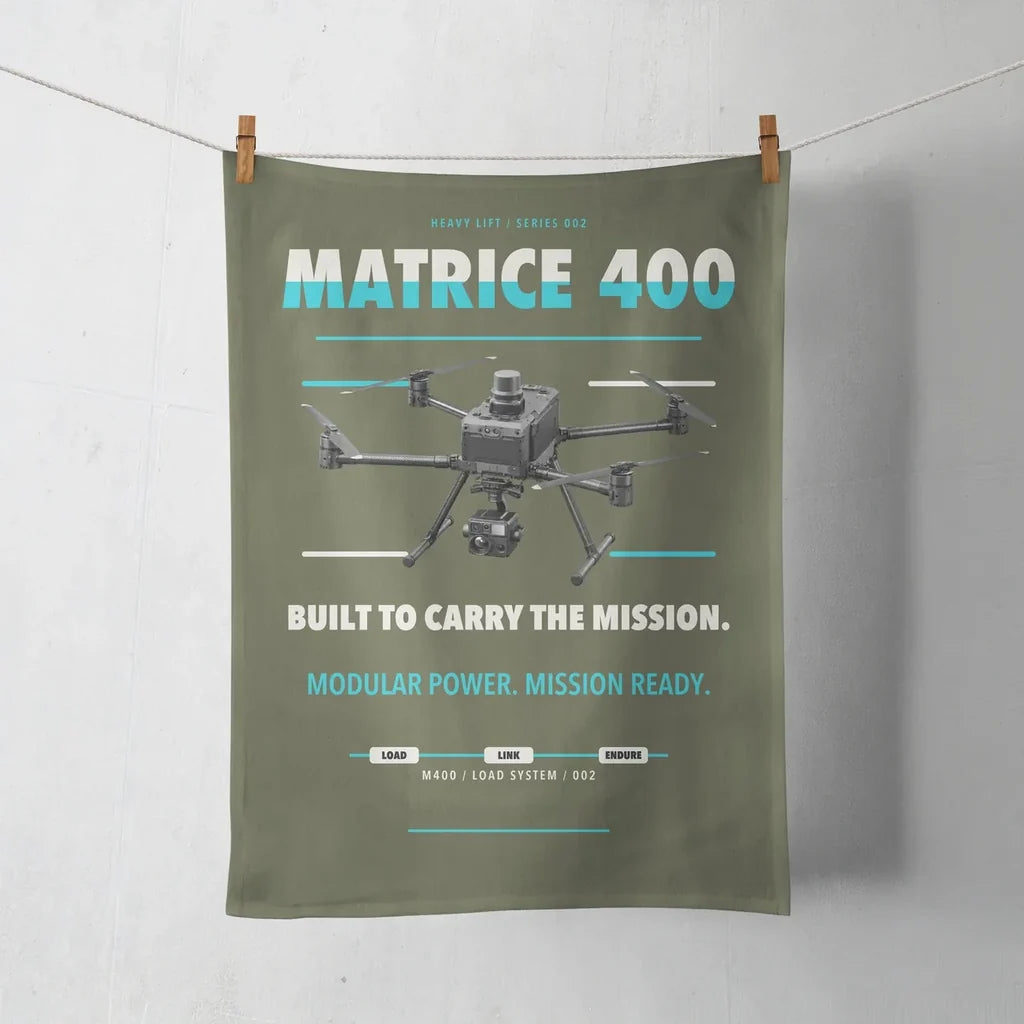 DJI Matrice 400 design on green army towel