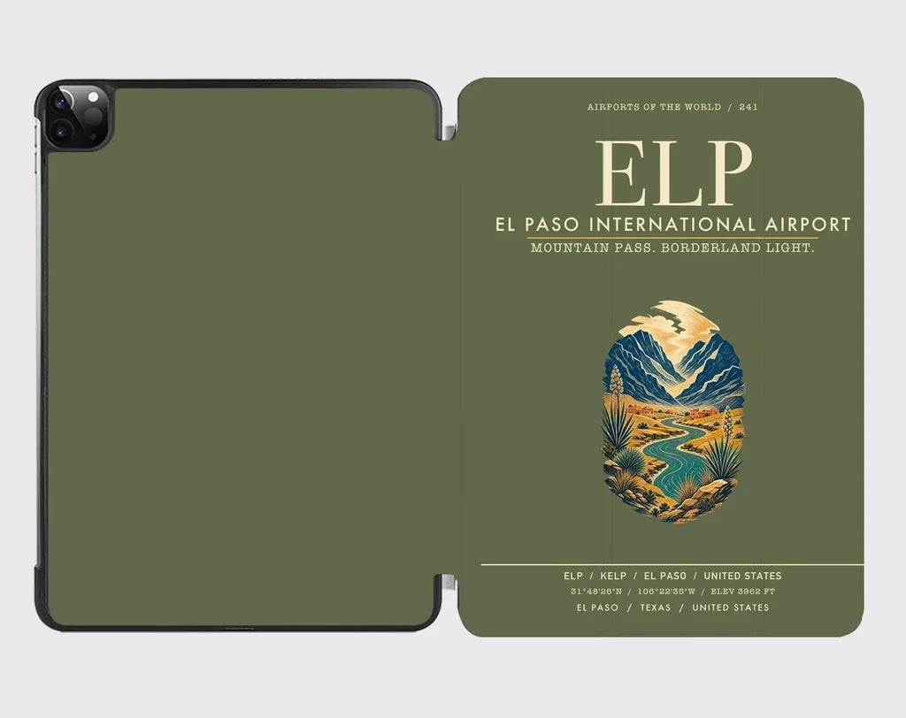 El Paso International Airport (ELP) design on green army ipad tablet case