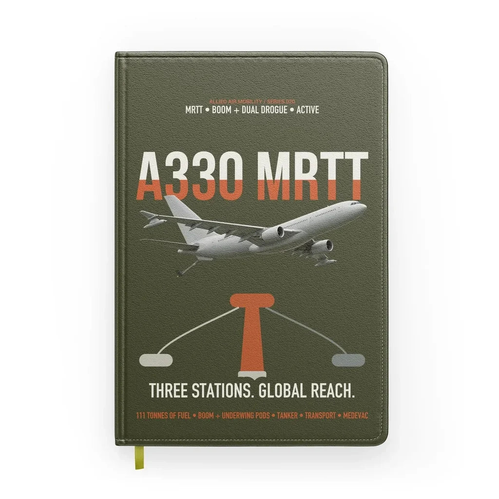 Airbus A330 MRTT design on green army notebook
