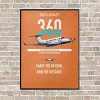 Thumbnail for Beechcraft King Air 360 vertical canvas print - framed - orange background