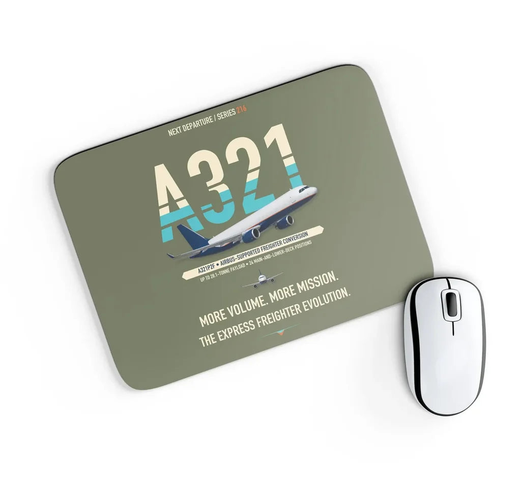 Airbus A321P2F design on green army rectangle mouse pad