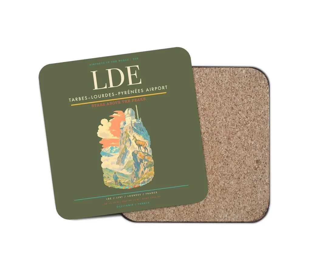 Tarbes–Lourdes–Pyrénées Airport (LDE) design on green army 1 piece coaster