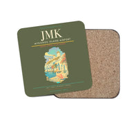 Thumbnail for Mykonos Island Airport (JMK) design on green army 1 piece coaster